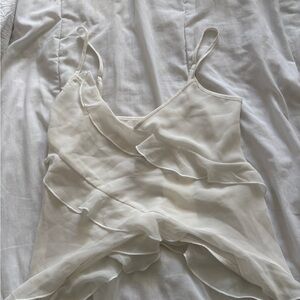 Aritzia Cream Ruffle Top